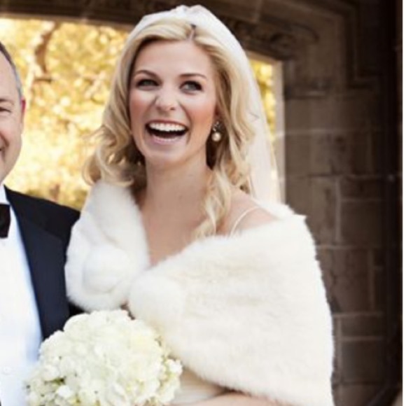 Vintage Genuine Fur Winter White Wedding Bolero Wrap Shrug small